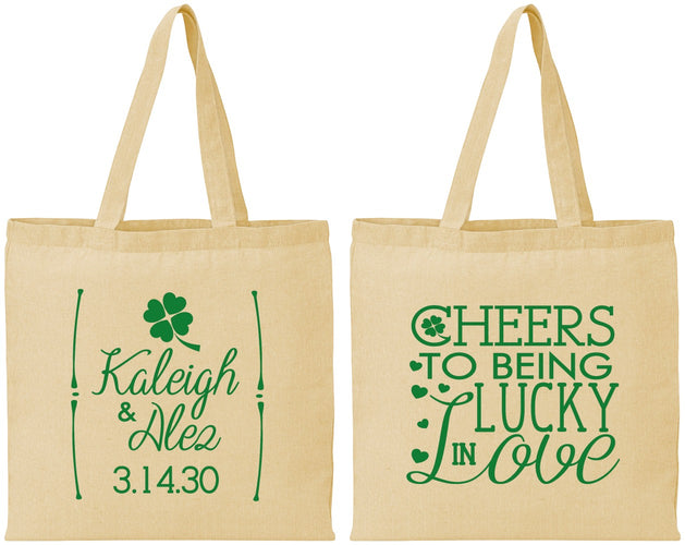 Personalized Wedding Cotton Tote Bags - Lucky In Love | 328