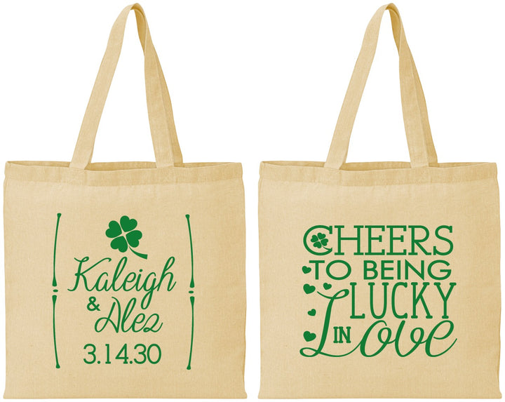 Personalized Wedding Cotton Tote Bags - Lucky In Love | 328
