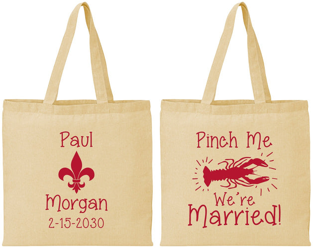 Personalized Wedding Cotton Tote Bags - Crawfish Boil | 330