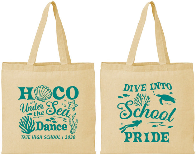 Personalized Homecoming Cotton Tote Bags - Hoco Under The Sea | 330000