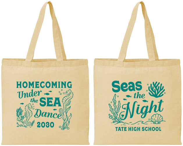 Personalized Homecoming Cotton Tote Bags - Under The Sea Dance | 330001