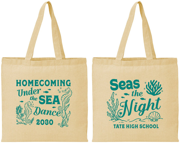 Personalized Homecoming Cotton Tote Bags - Under The Sea Dance | 330001