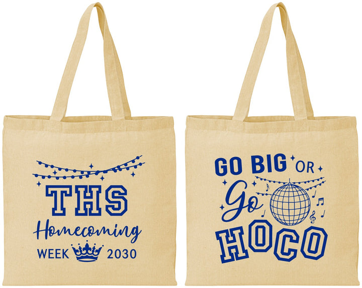 Personalized Homecoming Cotton Tote Bags - Big Or Go Hoco | 330004