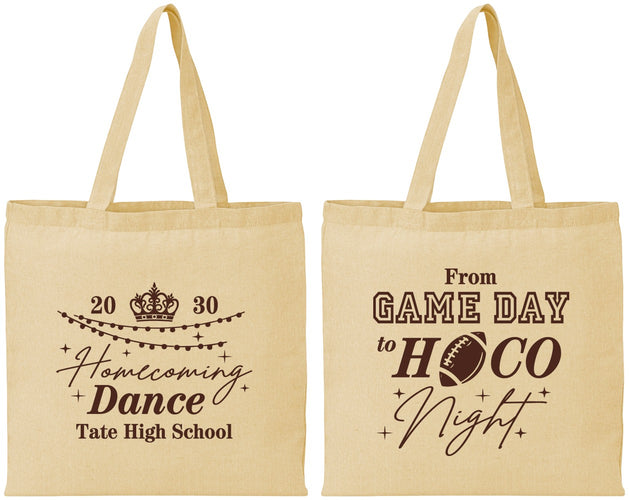 Personalized Homecoming Cotton Tote Bags - Gameday To Hoco Night | 330005