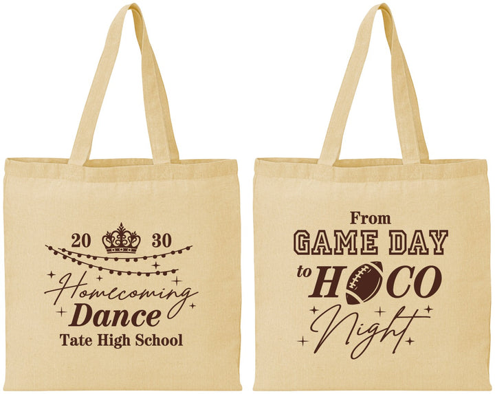 Personalized Homecoming Cotton Tote Bags - Gameday To Hoco Night | 330005