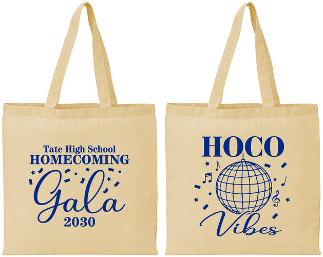 Personalized Homecoming Cotton Tote Bags - Hoco Vibes | 330006
