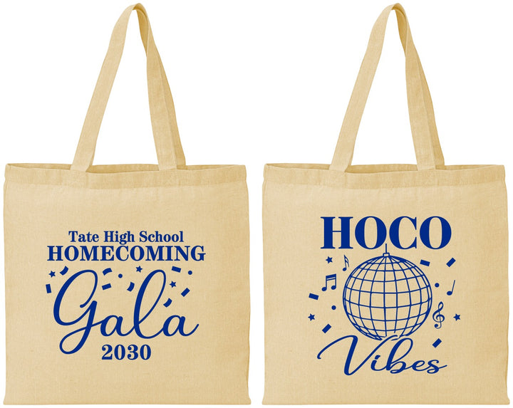 Personalized Homecoming Cotton Tote Bags - Hoco Vibes | 330006