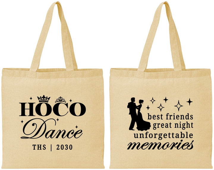 Personalized Homecoming Cotton Tote Bags - Hoco Dance | 330007