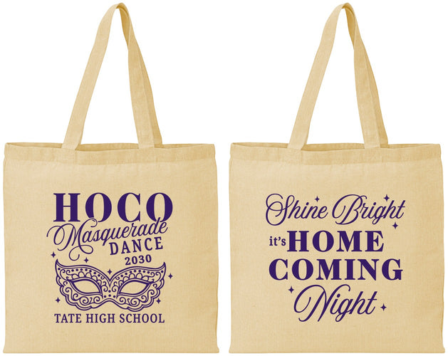 Personalized Homecoming Cotton Tote Bags - Hoco Masquerade Dance | 330009