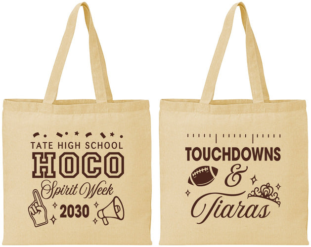 Personalized Homecoming Cotton Tote Bags - Touchdowns And Tiaras | 330010