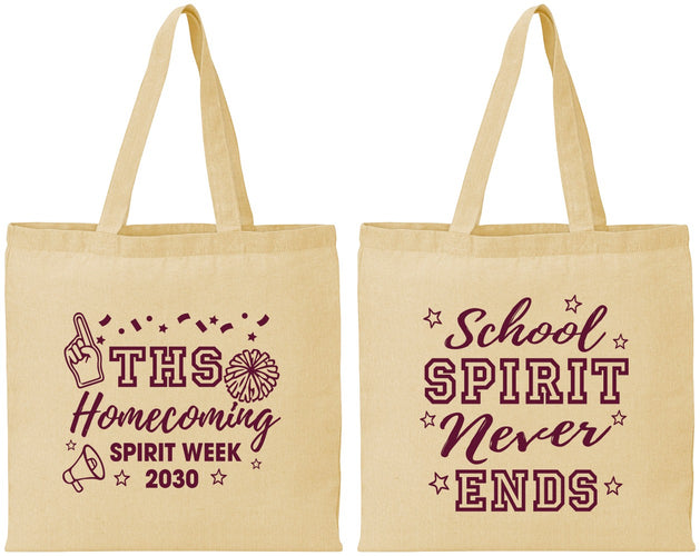 Personalized Homecoming Cotton Tote Bags - Spirit Week | 330011