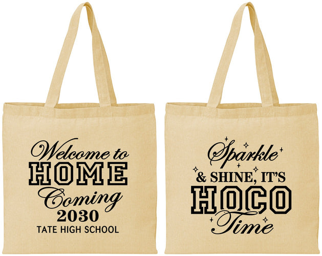 Personalized Homecoming Cotton Tote Bags - Sparkle Shine Hoco Time | 330017