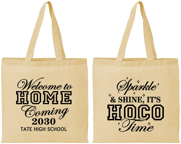 Personalized Homecoming Cotton Tote Bags - Sparkle Shine Hoco Time | 330017