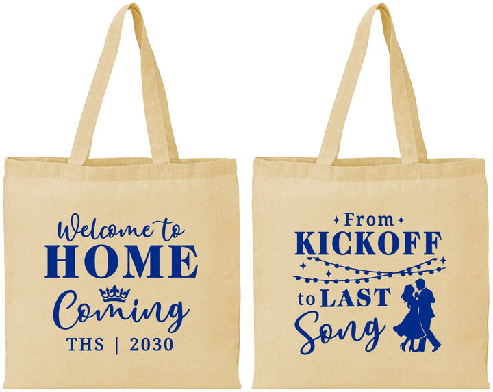 Personalized Homecoming Cotton Tote Bags - From Kickoff To Last Song | 330018