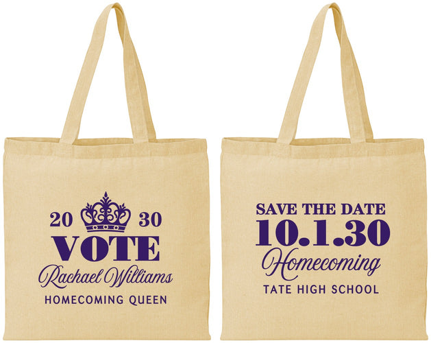 Personalized Homecoming Cotton Tote Bags - Hoco Queen Vote | 330020