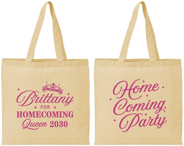 Personalized Homecoming Cotton Tote Bags - Hoco Queen Vote | 330022