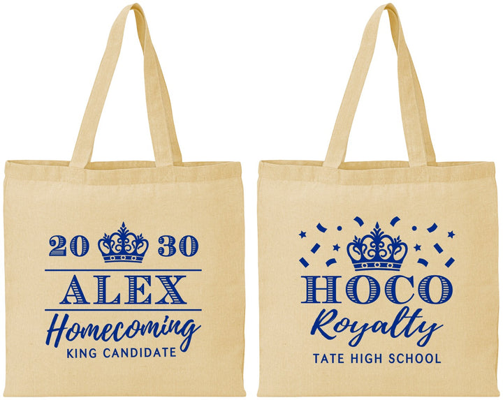 Personalized Homecoming Cotton Tote Bags - Hoco King Vote | 330025