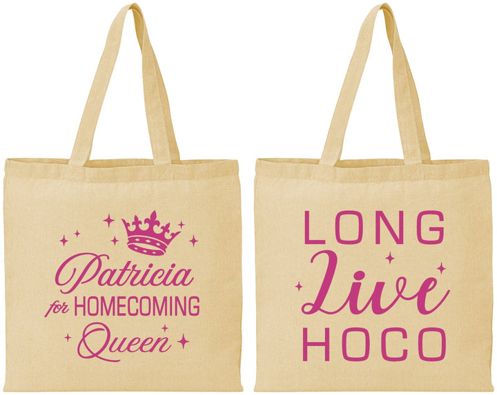 Personalized Homecoming Cotton Tote Bags - Hoco Queen Vote | 330026