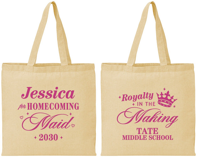 Personalized Homecoming Cotton Tote Bags - Hoco Maid Vote | 330029