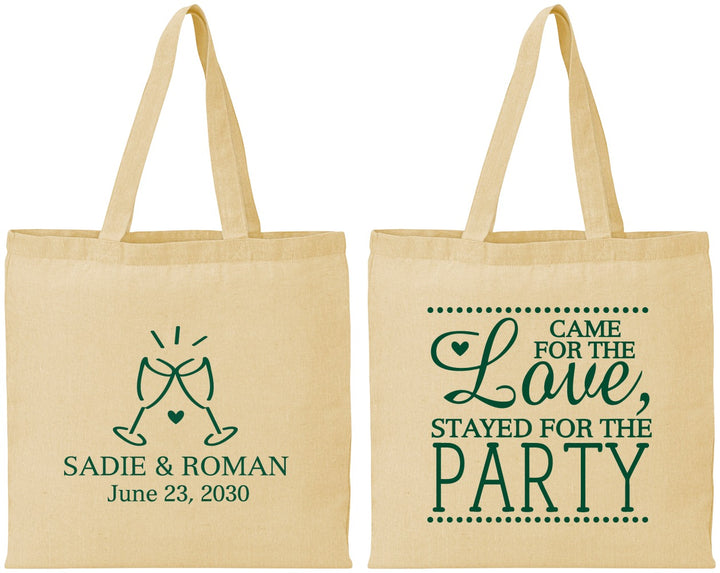 Personalized Wedding Cotton Tote Bags - Love Party | 331