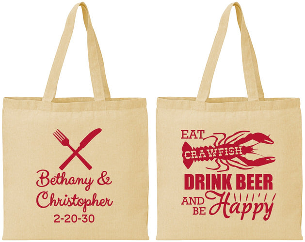 Personalized Wedding Cotton Tote Bags - Crawfish Boil | 332