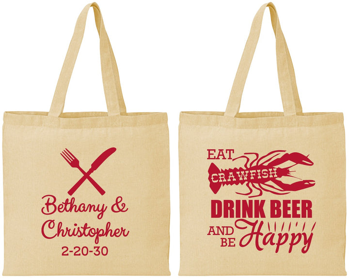 Personalized Wedding Cotton Tote Bags - Crawfish Boil | 332