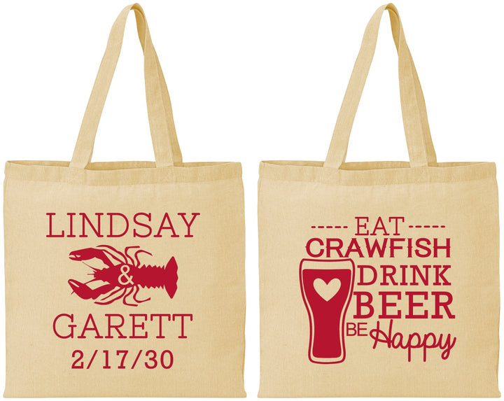 Personalized Wedding Cotton Tote Bags - Crawfish Boil | 333