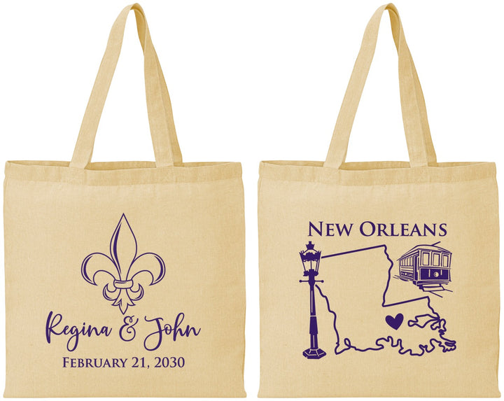Personalized Wedding Cotton Tote Bags - New Orleans | 334