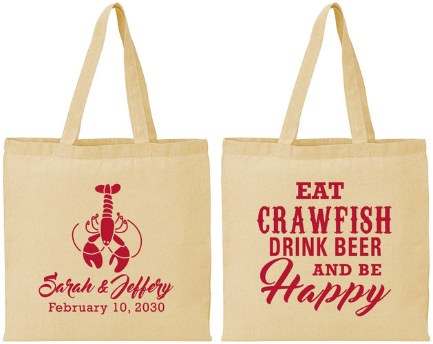 Personalized Wedding Cotton Tote Bags - Crawfish Boil | 335