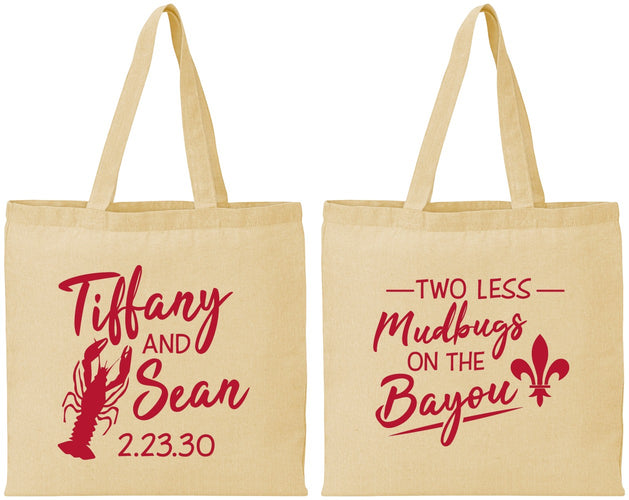 Personalized Wedding Cotton Tote Bags - Crawfish Boil Mudbugs | 336