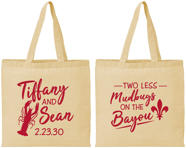 Personalized Wedding Cotton Tote Bags - Crawfish Boil Mudbugs | 336