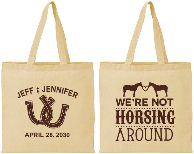 Personalized Wedding Cotton Tote Bags - Horseshoe | 340