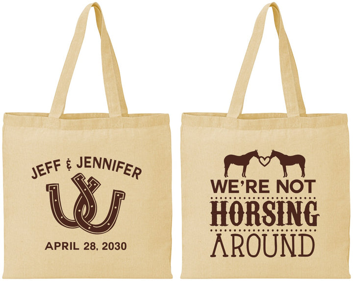 Personalized Wedding Cotton Tote Bags - Horseshoe | 340
