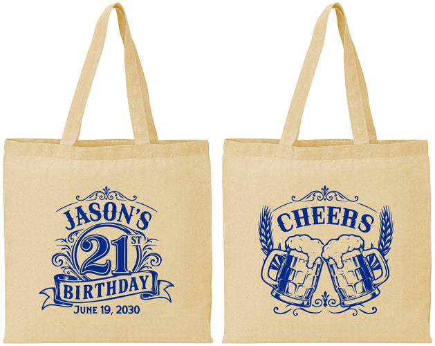 Personalized 21st Birthday Cotton Tote Bags - Cheers | 340001