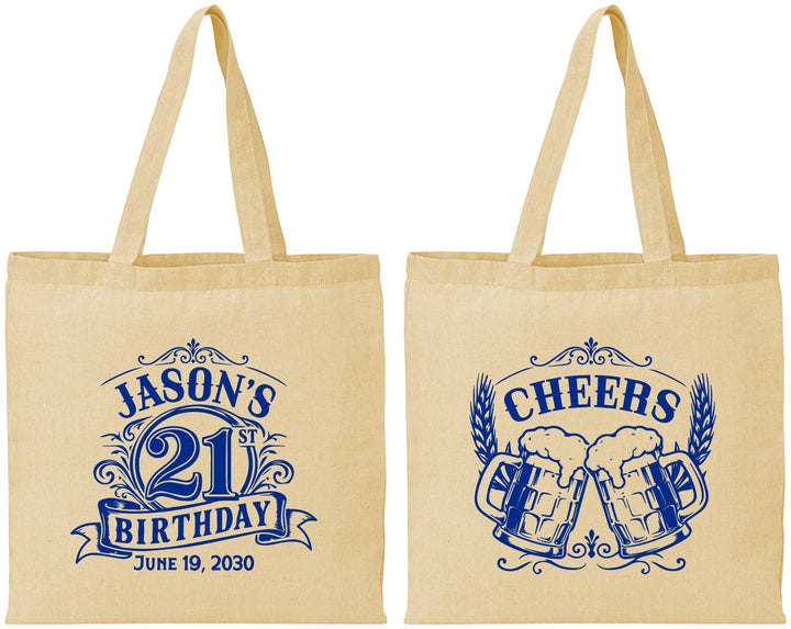 Personalized 21st Birthday Cotton Tote Bags - Cheers | 340001