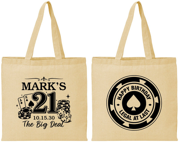 Personalized 21st Birthday Cotton Tote Bags - Legal At Last Vegas | 340004