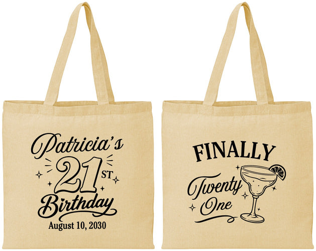 Personalized 21st Birthday Cotton Tote Bags - Finally Twenty One | 340008