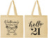 Personalized 21st Birthday Cotton Tote Bags - Hello Twenty One | 340011