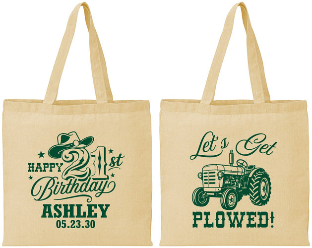 Personalized 21st Birthday Cotton Tote Bags - Lets Get Plowed | 340012