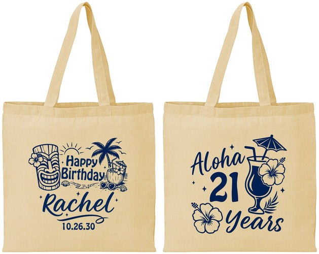 Personalized 21st Birthday Cotton Tote Bags - Aloha Hawaii | 340016