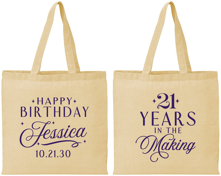 Personalized 21st Birthday Cotton Tote Bags - Twenty One Years In The Making | 340023