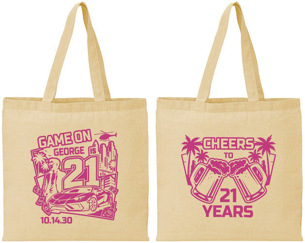 Personalized 21st Birthday Cotton Tote Bags - Video Game | 340024