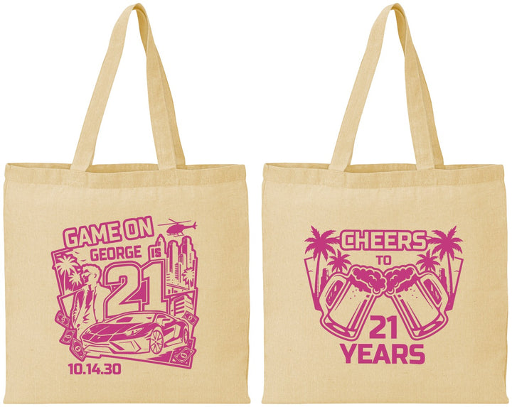 Personalized 21st Birthday Cotton Tote Bags - Video Game | 340024
