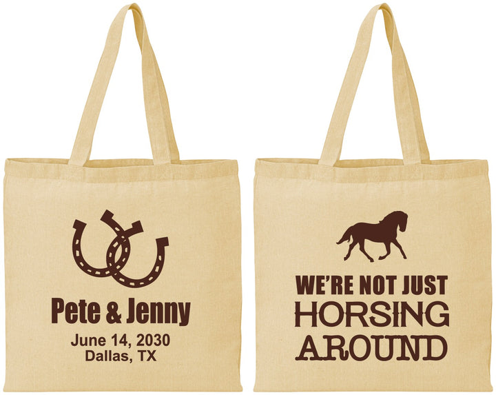 Personalized Wedding Cotton Tote Bags - Horseshoe | 341