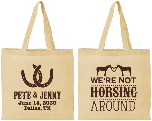 Personalized Wedding Cotton Tote Bags - Horseshoe | 342