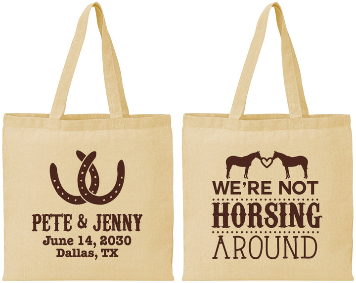 Personalized Wedding Cotton Tote Bags - Horseshoe | 342