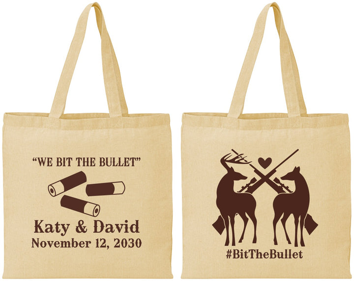 Personalized Wedding Cotton Tote Bags - We Bit The Bullet | 343