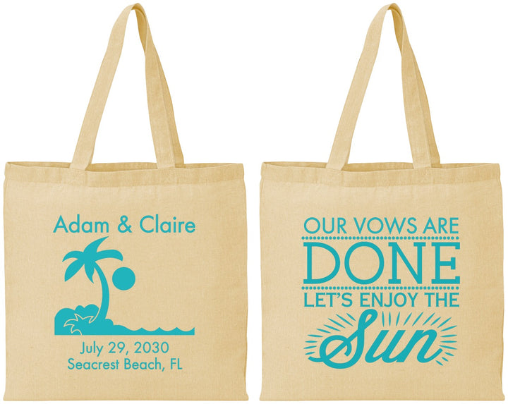 Personalized Wedding Cotton Tote Bags - Vows Are Done Enjoy Sun | 348