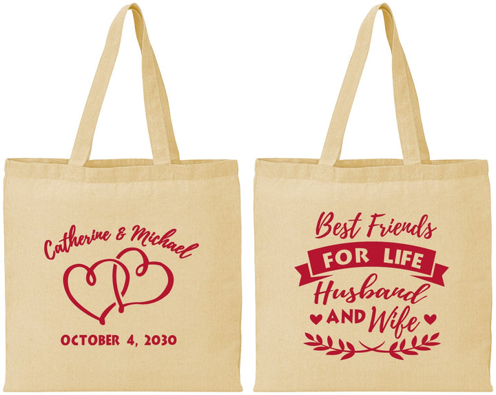 Personalized Wedding Cotton Tote Bags - Best Friends For Life | 349