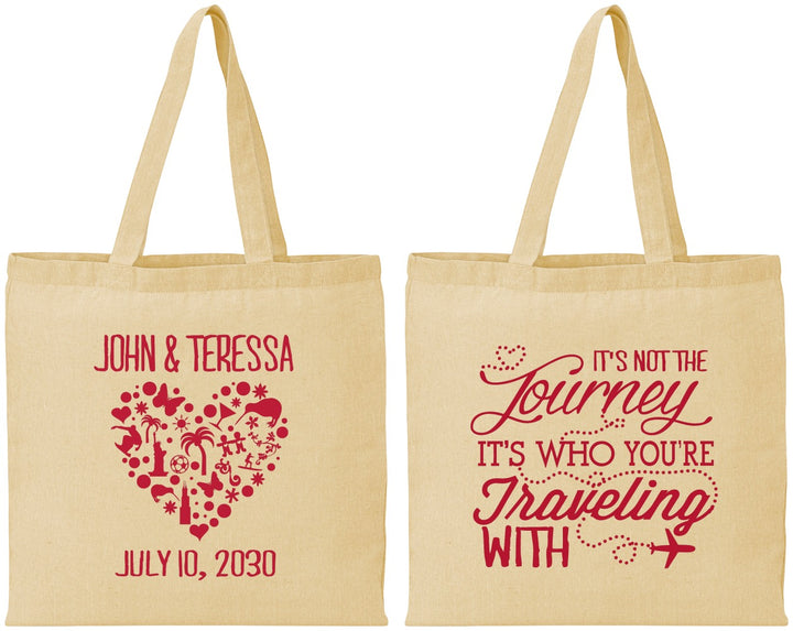Personalized Wedding Cotton Tote Bags - Journey Traveling With | 354